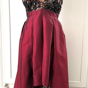 Elegant Burgundy taffeta Sequined Formal Dress